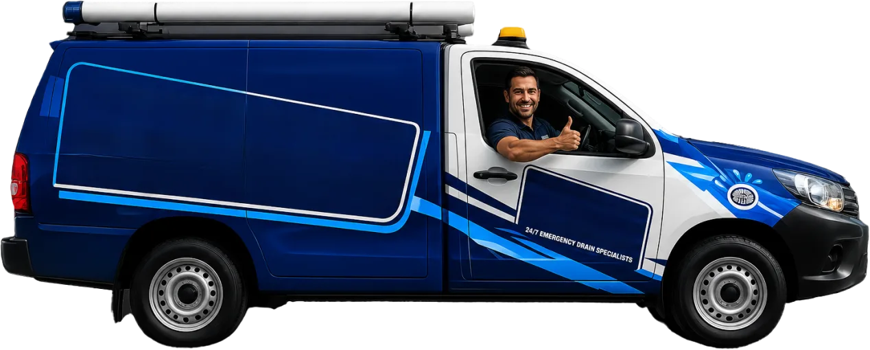 Drain service van out on the road in Sandringham