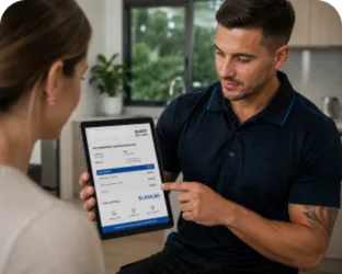 Plumber explaining a service estimate in Sandringham